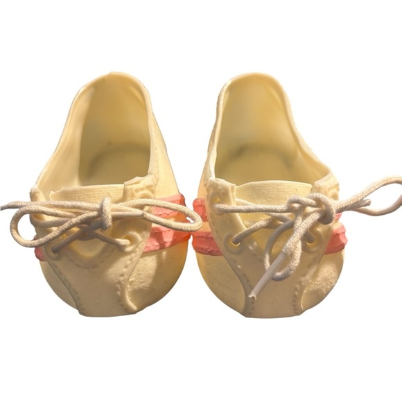 VTG Cabbage Patch Kids Doll Lace Up Shoes White Sneaker Shoe Pink Stripes - Picture 2 of 3